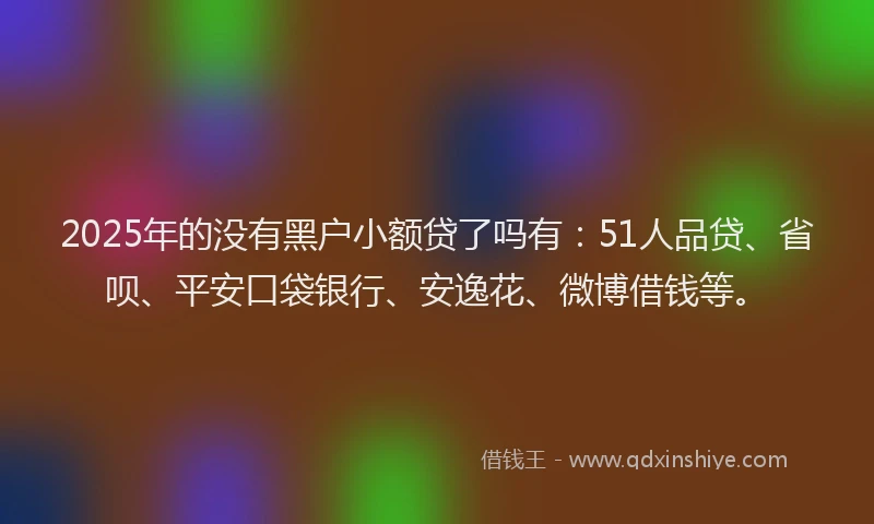 2025年的没有黑户小额贷了吗有：51人品贷、省呗、平安口袋银行、安逸花、微博借钱等。