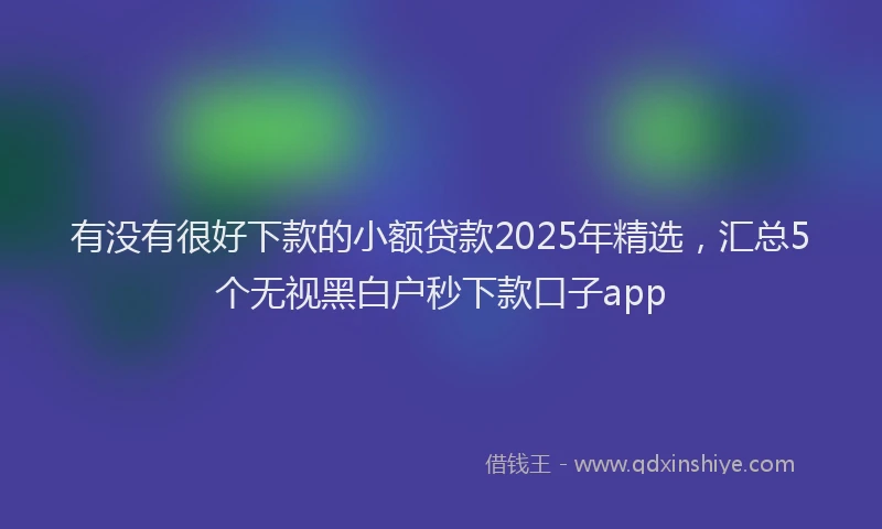 有没有很好下款的小额贷款2025年精选，汇总5个无视黑白户秒下款口子app