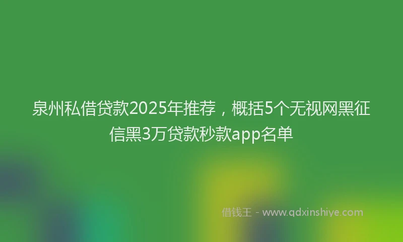泉州私借贷款2025年推荐，概括5个无视网黑征信黑3万贷款秒款app名单