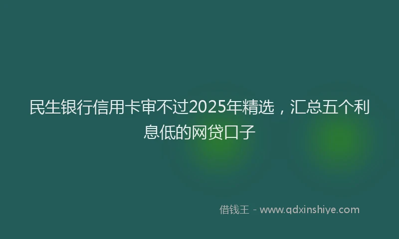 民生银行信用卡审不过2025年精选，汇总五个利息低的网贷口子