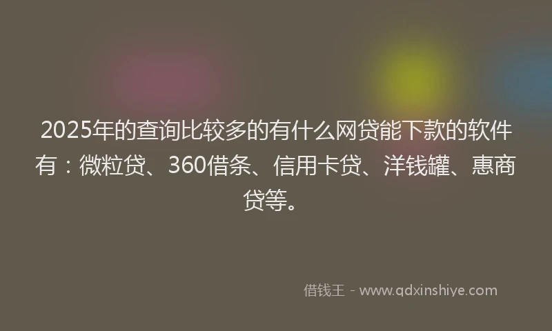 2025年的查询比较多的有什么网贷能下款的软件有：微粒贷、360借条、信用卡贷、洋钱罐、惠商贷等。