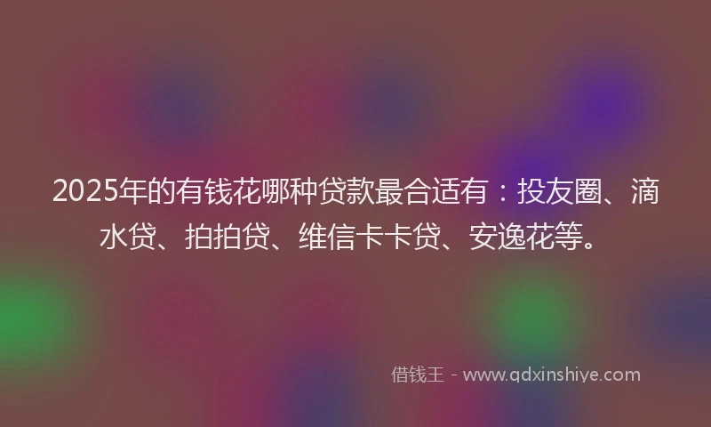 2025年的有钱花哪种贷款最合适有：投友圈、滴水贷、拍拍贷、维信卡卡贷、安逸花等。