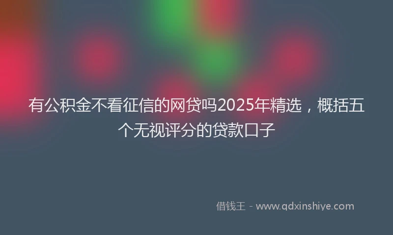 有公积金不看征信的网贷吗2025年精选，概括五个无视评分的贷款口子