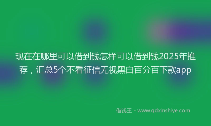 现在在哪里可以借到钱怎样可以借到钱2025年推荐，汇总5个不看征信无视黑白百分百下款app