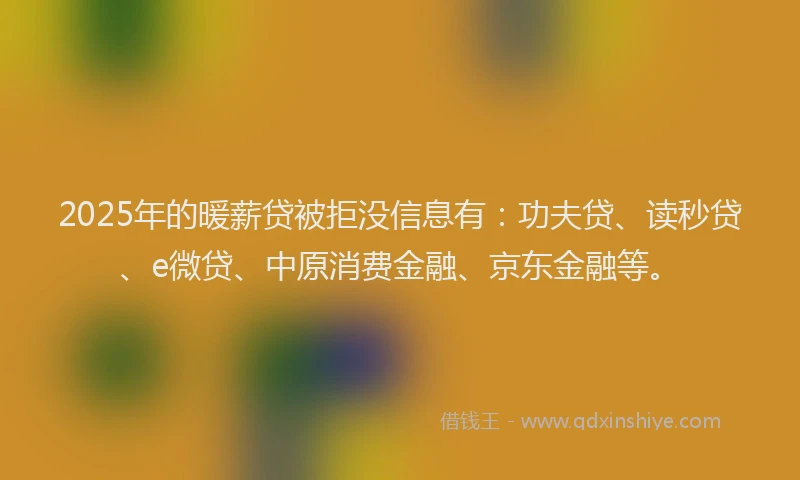 2025年的暖薪贷被拒没信息有：功夫贷、读秒贷、e微贷、中原消费金融、京东金融等。
