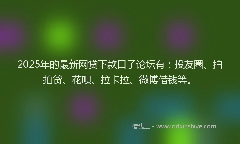 2025年的最新网贷下款口子论坛有：投友圈、拍拍贷、花呗、拉卡拉、微博借钱等。