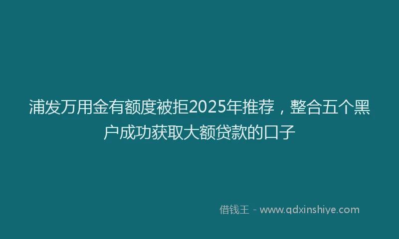 浦发万用金有额度被拒2025年推荐，整合五个黑户成功获取大额贷款的口子