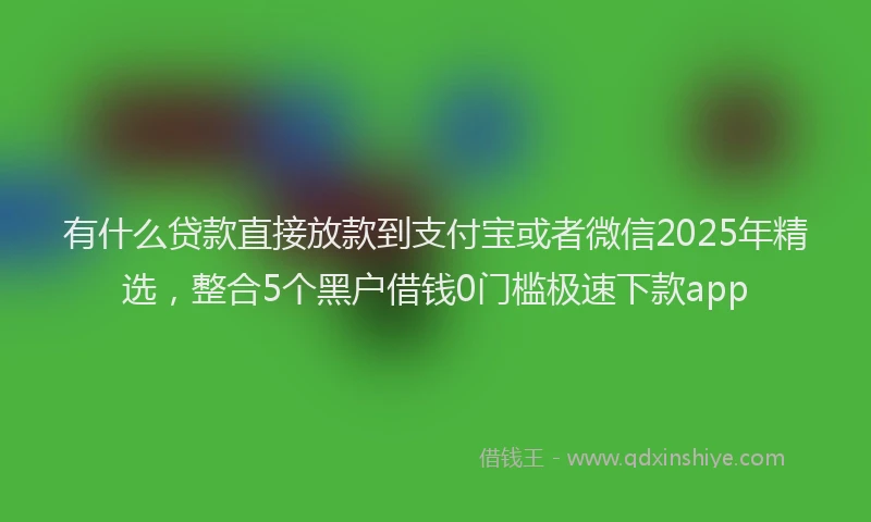 有什么贷款直接放款到支付宝或者微信2025年精选，整合5个黑户借钱0门槛极速下款app
