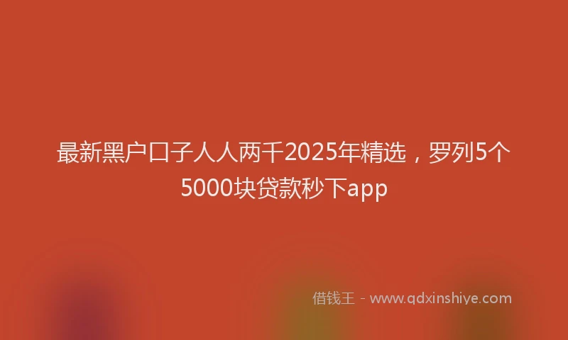 最新黑户口子人人两千2025年精选，罗列5个5000块贷款秒下app