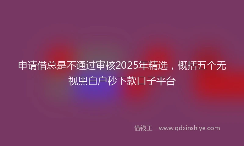 申请借总是不通过审核2025年精选，概括五个无视黑白户秒下款口子平台