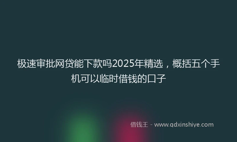 极速审批网贷能下款吗2025年精选，概括五个手机可以临时借钱的口子