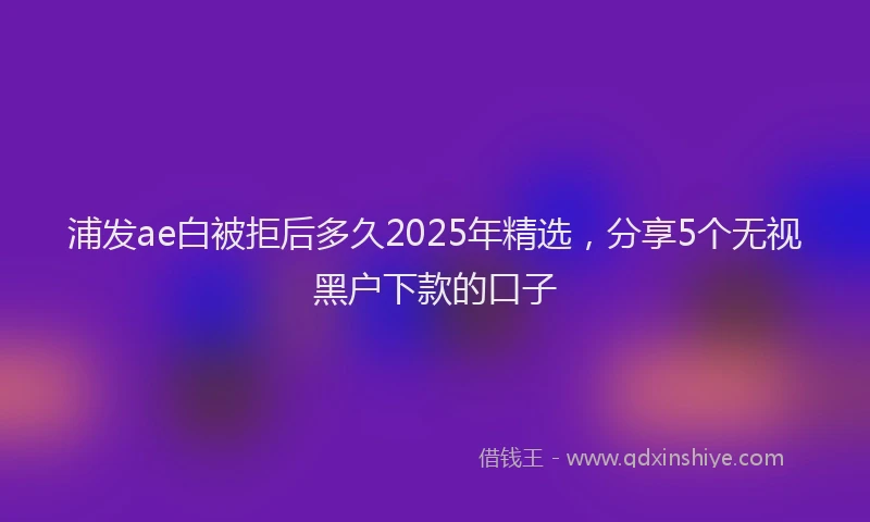 浦发ae白被拒后多久2025年精选，分享5个无视黑户下款的口子
