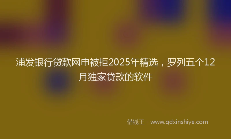 浦发银行贷款网申被拒2025年精选，罗列五个12月独家贷款的软件