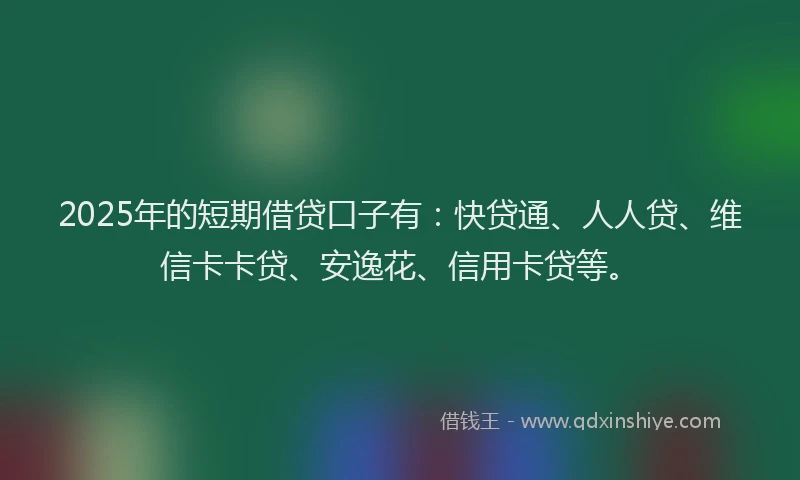 2025年的短期借贷口子有：快贷通、人人贷、维信卡卡贷、安逸花、信用卡贷等。