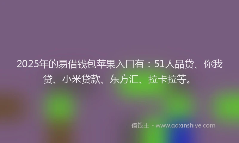 2025年的易借钱包苹果入口有：51人品贷、你我贷、小米贷款、东方汇、拉卡拉等。