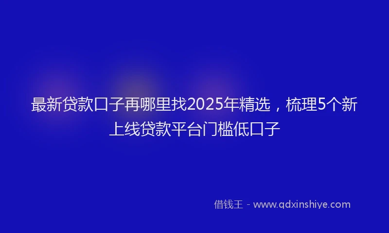 最新贷款口子再哪里找2025年精选，梳理5个新上线贷款平台门槛低口子