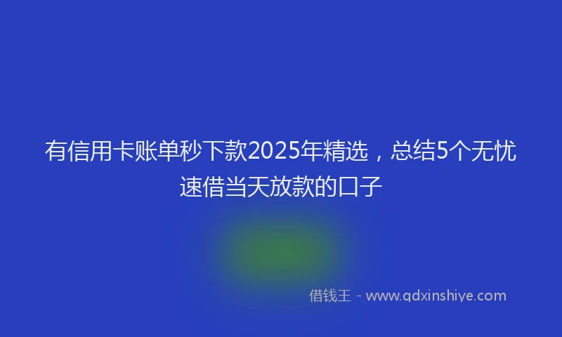 有信用卡账单秒下款2025年精选，总结5个无忧速借当天放款的口子