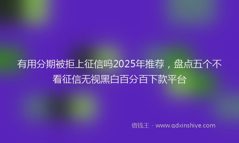 有用分期被拒上征信吗2025年推荐，盘点五个不看征信无视黑白百分百下款平台