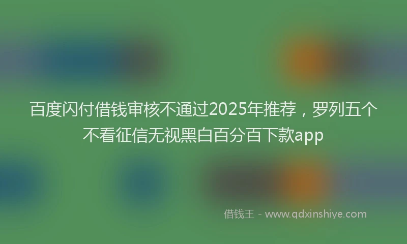 百度闪付借钱审核不通过2025年推荐，罗列五个不看征信无视黑白百分百下款app