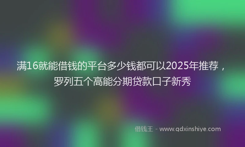 满16就能借钱的平台多少钱都可以2025年推荐，罗列五个高能分期贷款口子新秀