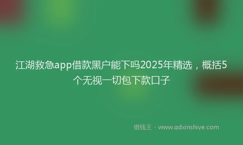 江湖救急app借款黑户能下吗2025年精选，概括5个无视一切包下款口子