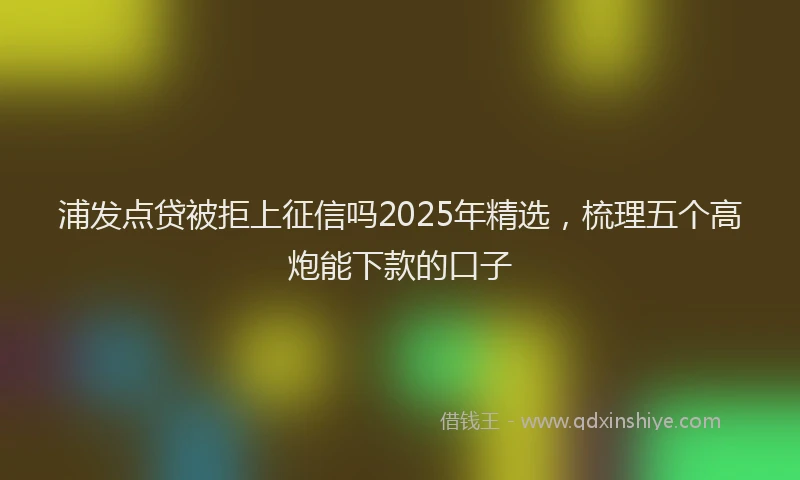 浦发点贷被拒上征信吗2025年精选，梳理五个高炮能下款的口子