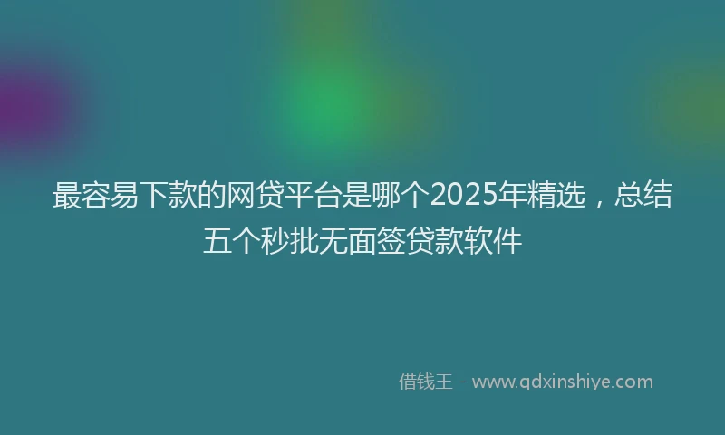 最容易下款的网贷平台是哪个2025年精选，总结五个秒批无面签贷款软件