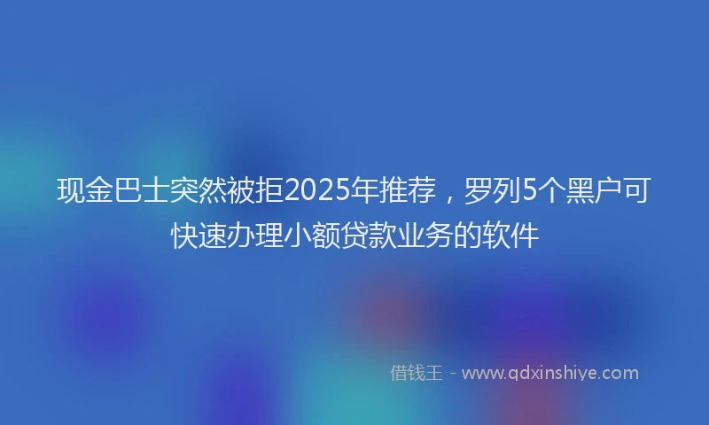 现金巴士突然被拒2025年推荐，罗列5个黑户可快速办理小额贷款业务的软件