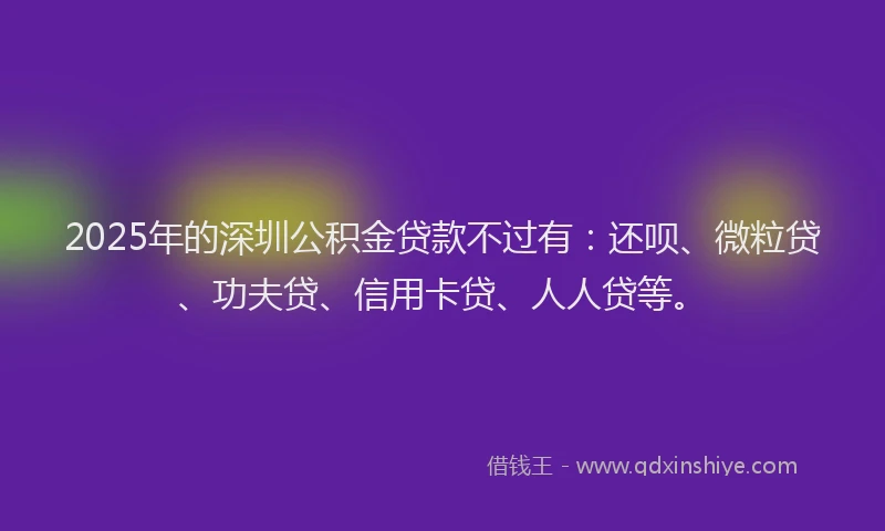 2025年的深圳公积金贷款不过有：还呗、微粒贷、功夫贷、信用卡贷、人人贷等。