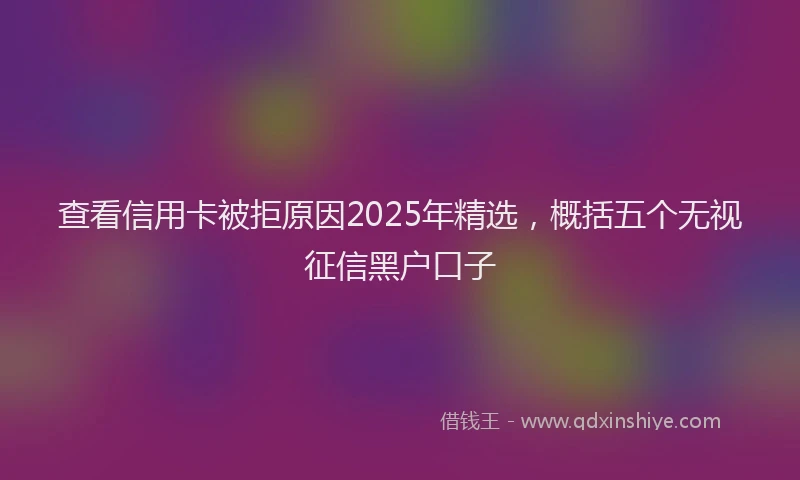 查看信用卡被拒原因2025年精选，概括五个无视征信黑户口子