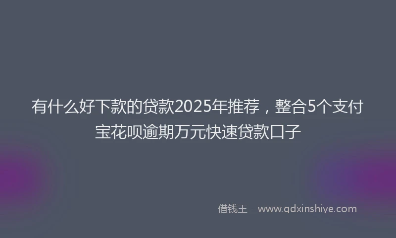 有什么好下款的贷款2025年推荐，整合5个支付宝花呗逾期万元快速贷款口子