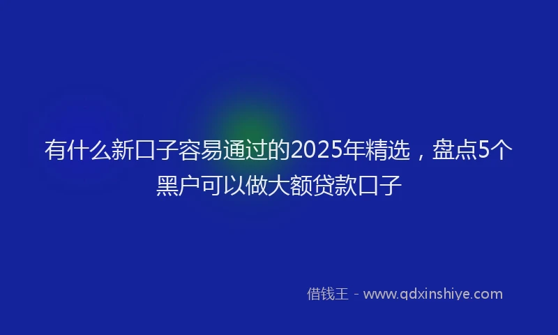 有什么新口子容易通过的2025年精选，盘点5个黑户可以做大额贷款口子