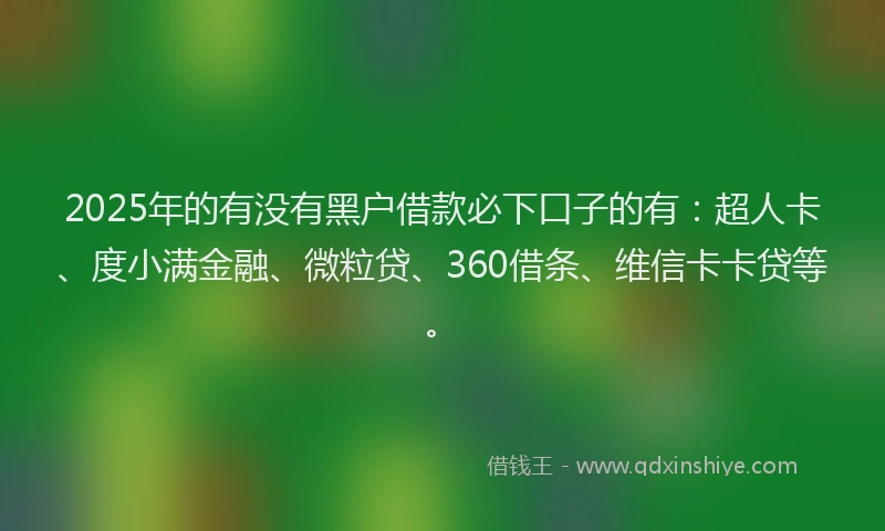 2025年的有没有黑户借款必下口子的有：超人卡、度小满金融、微粒贷、360借条、维信卡卡贷等。