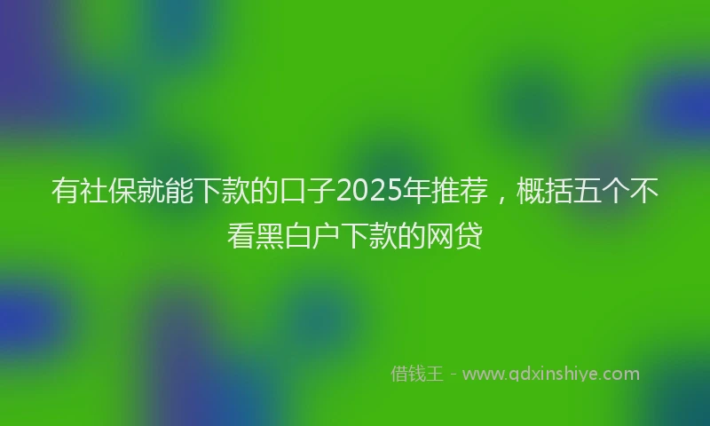 有社保就能下款的口子2025年推荐，概括五个不看黑白户下款的网贷