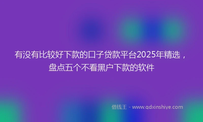 有没有比较好下款的口子贷款平台2025年精选，盘点五个不看黑户下款的软件