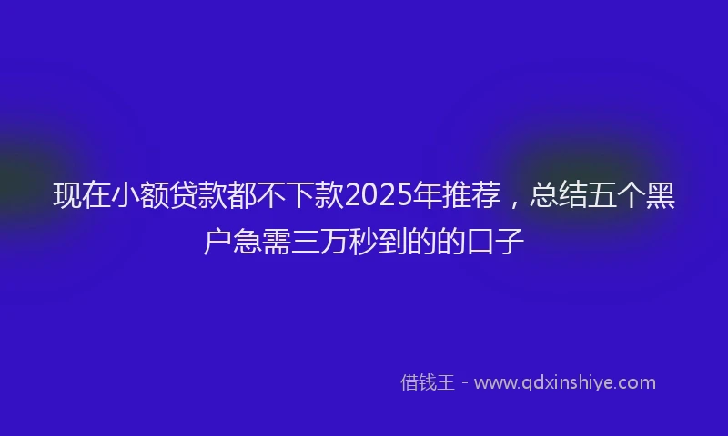 现在小额贷款都不下款2025年推荐，总结五个黑户急需三万秒到的的口子