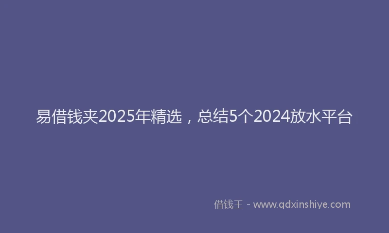 易借钱夹2025年精选，总结5个2024放水平台