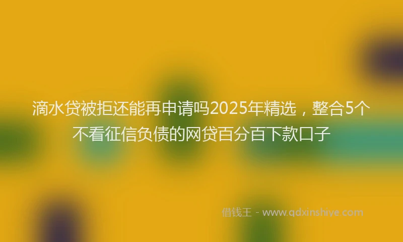 滴水贷被拒还能再申请吗2025年精选，整合5个不看征信负债的网贷百分百下款口子