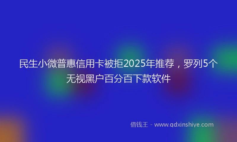 民生小微普惠信用卡被拒2025年推荐，罗列5个无视黑户百分百下款软件