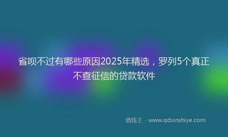 省呗不过有哪些原因2025年精选，罗列5个真正不查征信的贷款软件