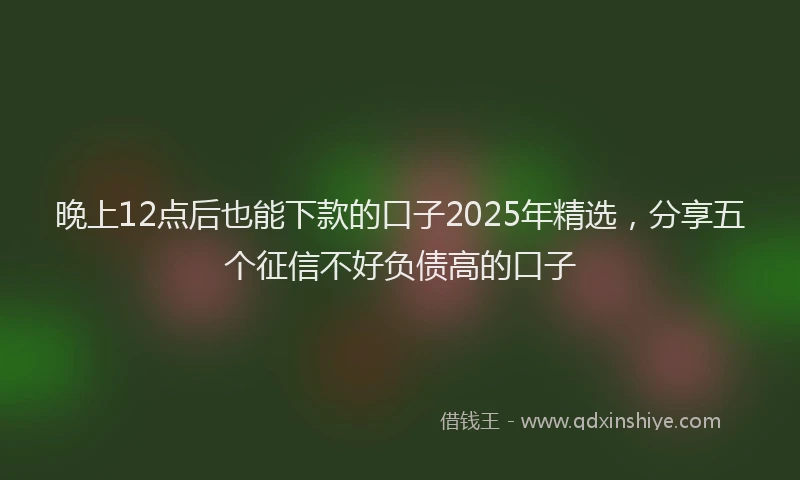 晚上12点后也能下款的口子2025年精选，分享五个征信不好负债高的口子