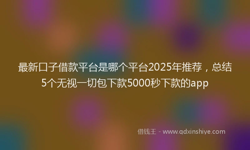 最新口子借款平台是哪个平台2025年推荐，总结5个无视一切包下款5000秒下款的app