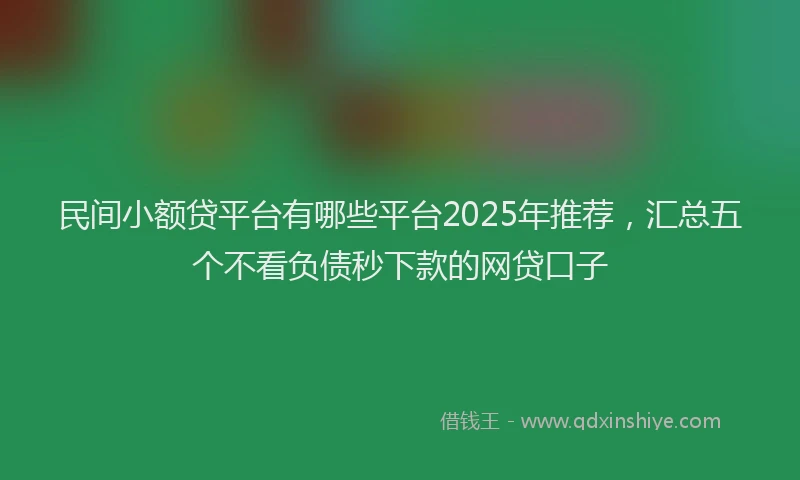 民间小额贷平台有哪些平台2025年推荐，汇总五个不看负债秒下款的网贷口子
