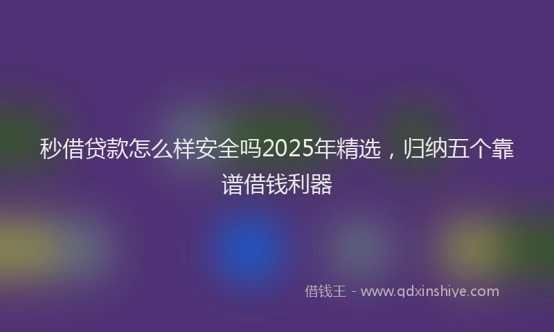秒借贷款怎么样安全吗2025年精选，归纳五个靠谱借钱利器