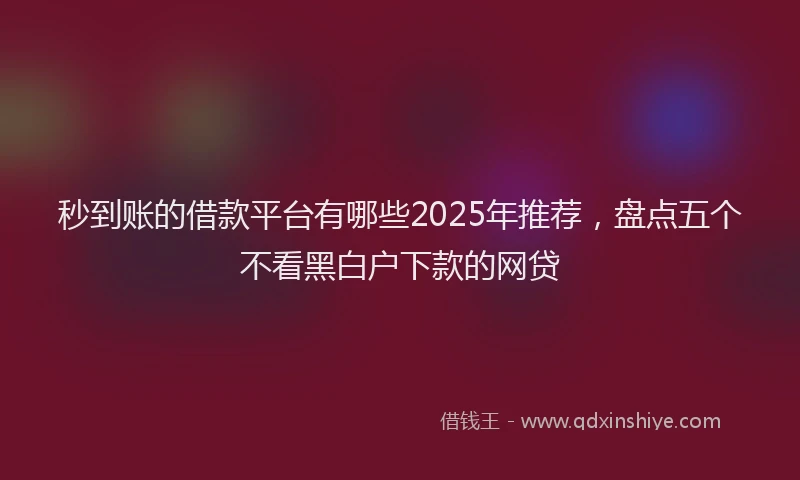 秒到账的借款平台有哪些2025年推荐，盘点五个不看黑白户下款的网贷