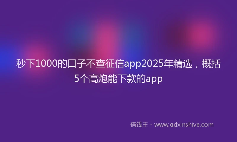 秒下1000的口子不查征信app2025年精选，概括5个高炮能下款的app