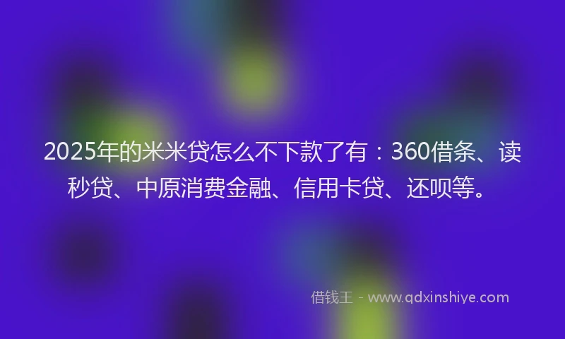 2025年的米米贷怎么不下款了有：360借条、读秒贷、中原消费金融、信用卡贷、还呗等。