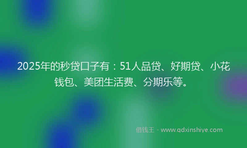 2025年的秒贷口子有：51人品贷、好期贷、小花钱包、美团生活费、分期乐等。