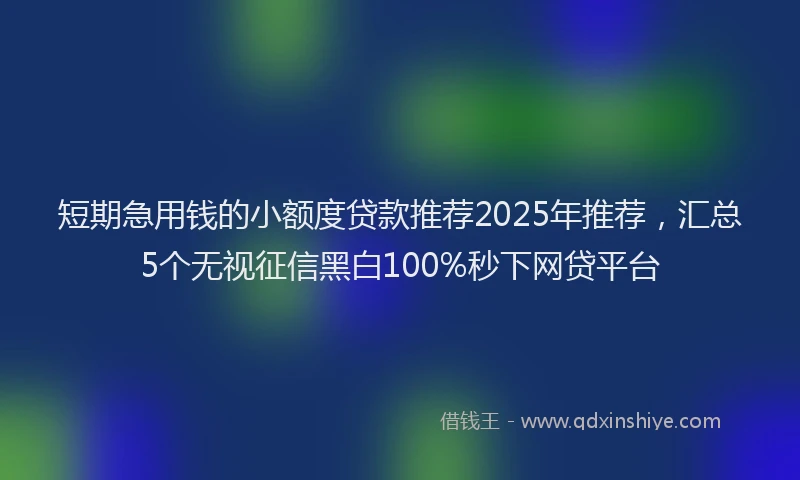 短期急用钱的小额度贷款推荐2025年推荐，汇总5个无视征信黑白100%秒下网贷平台