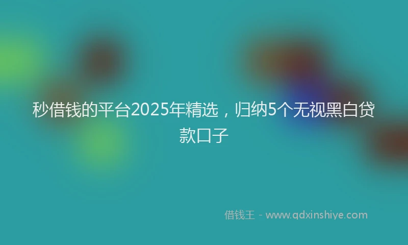 秒借钱的平台2025年精选，归纳5个无视黑白贷款口子